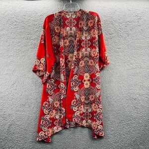 Womens Boho Lagenlook Kimono Cardigan M Festival Floral Paisley Flowy Layering